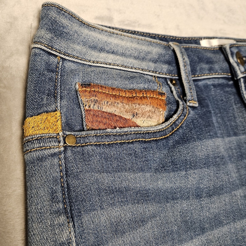 Driftwood by Free People Blue Farrah Sunset Flare Bojo Western Denim Jeans Sz 29 - Picture 11 of 12